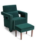 Modern Berber Fleece Single Sofa Chair with Ottoman and Waist Pillow-Gre... - $402.16