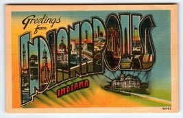 Indianapolis Indiana Postcard Greetings From Large Big Letter Linen Metropolitan - $11.70