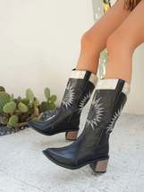 Point Toe Block Heels Boots - $126.56 CAD