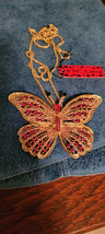 New Betsey Johnson Necklace Butterfly Pinkish Rhinestone &quot;Gold Tone&quot; Summer Nice - £11.98 GBP
