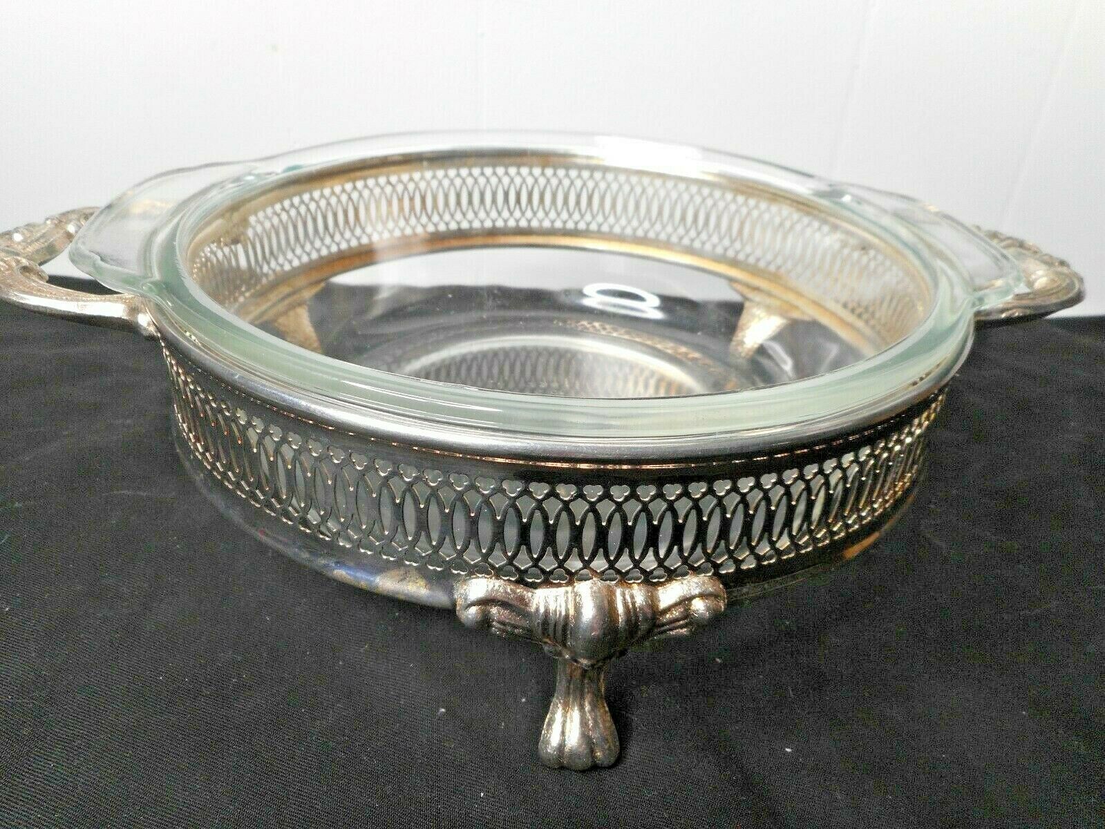 Primary image for Silver Plated Metal Round Casserole Dish Fire King 1 1/2 qt Casserole Dish #447