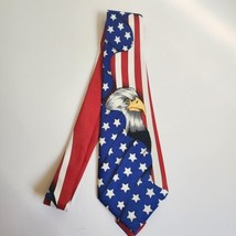 E. Graziano Eagle American Flag Tie Red White Blue  Mens Necktie 4&quot; x 59&quot; - £5.32 GBP