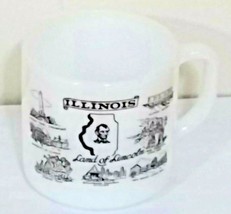 Vintage Illinois Land of Lincoln Federal Glass Coffee Mug Tea Cup Japan Chicago - £19.77 GBP