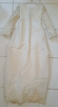 Vintage Wedding Gown Dress Ivory Cream Bustle Back Lace Sleeves Bottom N... - $128.95