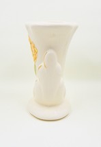Cornucopia Vase Yellow Rose Gold Trimmed Ceramic USA - £10.38 GBP