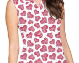NWT Ladies IBKUL Scribble Hearts Red Sleeveless Polo Shirt S M L XL XXL - £39.32 GBP