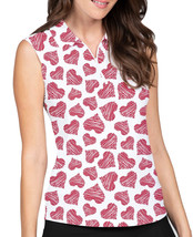 NWT Ladies IBKUL Scribble Hearts Red Sleeveless Polo Shirt S M L XL XXL - £44.06 GBP
