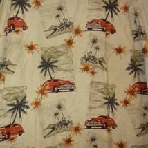 Aloha Hawaiian Shirt Flowers Car Palm Trees Hut Size 2X Ease Cream Green  - £18.68 GBP