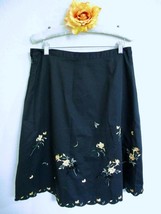 Vintage Anthropoliogie Odille Flare Skirt 10 Yellow Embroidered Flowers ... - £31.31 GBP