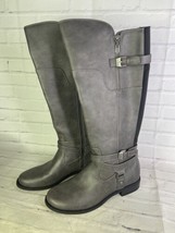 G by Guess Hilight Moto Riding Boot Knee Hi Faux Leather Grey Womens Siz... - $89.10