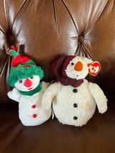 Lot Of Ty White Plush Christmas Holiday Snowman Snowwoman Snowgirl &amp; Chillings - $11.29