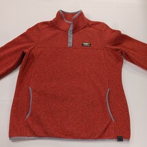 LL Bean Men’s L Orange Sweatshirt Sweater Fleece Slightly Fitted 1/4 Snap 292726 image 15