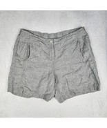J. Jill Shorts Womens Size 14 Love Linen 100% Linen Gray Flat Front Bottoms - $651.16 MXN