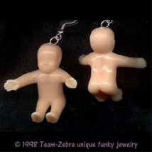 Funky Cute Mini Naked Baby Doll Earrings Mardi Gras Baby Shower Costume Jewelry - £5.50 GBP