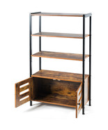 Industrial Cabinet Bookshelf Storage Floor Bookcase Living Room W/3 Shelves - £93.56 GBP