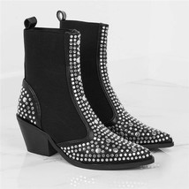 Women&#39;s Brand Design High Quality Square Heels Classic Fashion Autumn Rivets Ela - £57.45 GBP