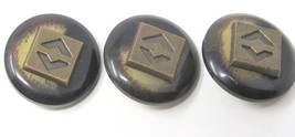3 Brown Shank Buttons 3/4&quot; Metal Chevrons Vintage Greater Lesser US Sell... - $9.89