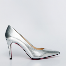 The Ege Silver Leather Pump Fuchsia Sole Women Shoe image 9