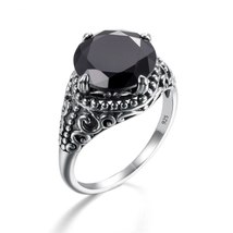 High Quality 925 Sterling Silver Square Black Zircon Ring For Woman Birthday Par - £38.04 GBP