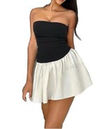 Women&#39;s Strapless Sheering Tube Black White Summer Color Block Mini Romp... - $13.41 CAD