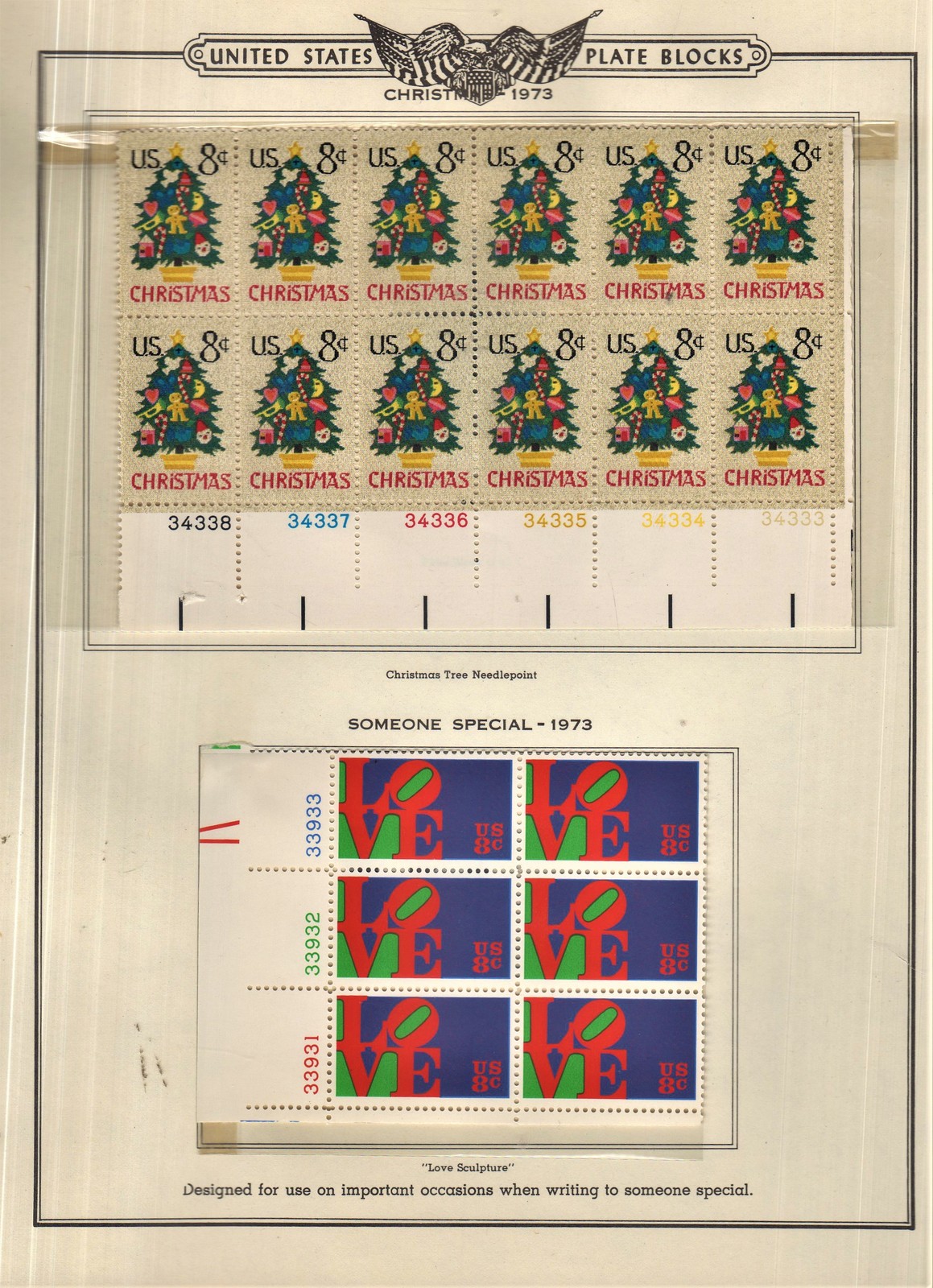 Minkus - U S Plate Block Stamp Album Christmas & Someone Special  1973 - $10.00
