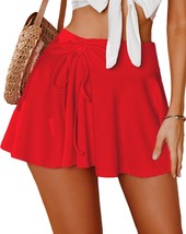 Mini Skirt High Waist Pleated Drawstring  - £33.58 GBP