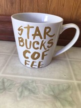 Starbucks 2015 Coffee Cup Mug 14.2 oz White with Gold Writing - $18.49