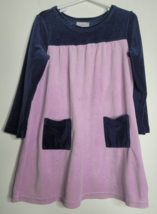 Hanna Andersson Velvet Dress Size 5/ 110 Girls Kids Long Sleeve Purple Navy - £11.94 GBP