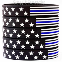 Flag thin BLUE line wristbands - Wholesale lot of Police Bands you pick ... - £4.64 GBP+