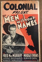 *MEN WITHOUT NAMES (1935) Window Card Fred MacMurray &amp; Madge Evans Crime... - £119.62 GBP