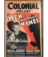 *MEN WITHOUT NAMES (1935) Window Card Fred MacMurray &amp; Madge Evans Crime... - £118.03 GBP