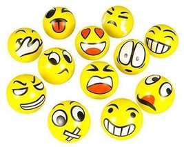 12 Pcs Fun Emoji Emoticon 3&quot; Squeeze Balls Stress Reliever Gift Toy Usa ... - $23.99