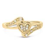 Elegant 14k Yellow Gold Heart Promise Ring with Diamond Accent Filigree - $144.00