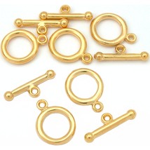 5 Sets Real Gold Plated Toggle Clasp Beading 12.5mm - £8.38 GBP