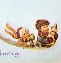 Kids In The Snow Merry Christmas Postcard Hong Kong Print Vintage PCBG7D - £11.74 GBP
