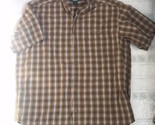 Cabela&#39;s Mens Tan plaid Shirt Button Down Sz XL tall Short Sleeve Cotton - $29.03