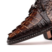 Caribe Rustic Genuine Caiman Crocodile Dress Shoes Derby Orix / Brown image 4