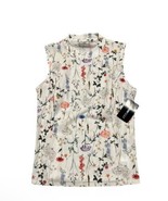 Foray Golf Women’s Mock Neck Sleeveless Top White Floral Size Medium Preppy - $46.74