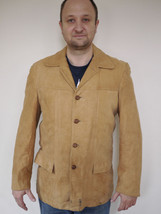 Vintage 1970s CRESCO Geunine Soft SUEDE Brown BLAZER Sport Coat MENS 40 - $39.99