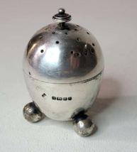 British Sterling Silver Egg Salt Shaker 1884 Date Victorian 38 dwt - $49.50