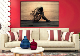 Girl canvas Modern wall art Woman print Abstraction wall art Silhouette girl art - £52.68 GBP