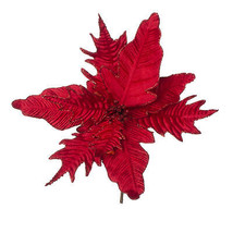 Red Velvet Poinsettia Pick With Glitter 12 X 12.5 Inches - $23.41