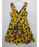 J Crew Summer Floral Pique Dress Size 2 Cotton Blend Yellow Blue Sleeveless - $29.68