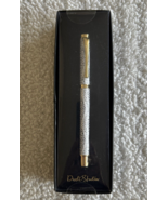 NIB Dwell Studio White Metal Roller Pen with Gray &amp; Black Dots &amp; Gold De... - $9.99