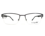 Titanflex Eyeglasses Frames 827019 30/GUN Black Grey Square Half Rim 53-... - $46.59