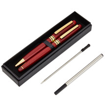 Rosewood Luxury Ballpoint Pen Gift Set Of 2 With Box And 2 Black Ink Ref... - $25.99