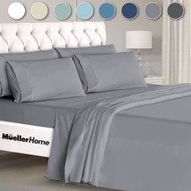 Mueller Luxury 6 Piece Queen Sheet Set - Ultra-Soft 1800, Tex, Light Gray - $41.95