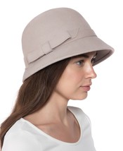 allbrand365 designer Womens Wool Bow Cloche Hat,Taupe,One Size - £31.29 GBP