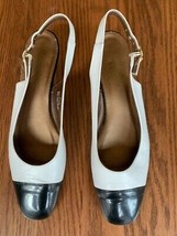 California Magdesian White Black Vintage Heel Size 9.5 Leather - £23.68 GBP
