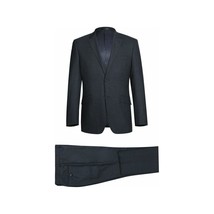 Men Renoir Suit Super 140 Wool Side Vent Slim Fit English Plaid 559-3 Navy Blue image 2